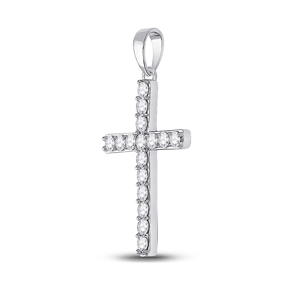 Radiant Reflections: 10kt White Gold Diamond Cross Pendant - Splendid Jewellery