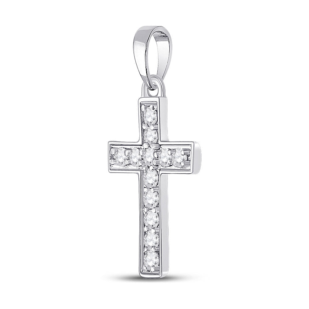 Radiant Reflections: 10kt White Gold Diamond Cross Pendant - Splendid Jewellery