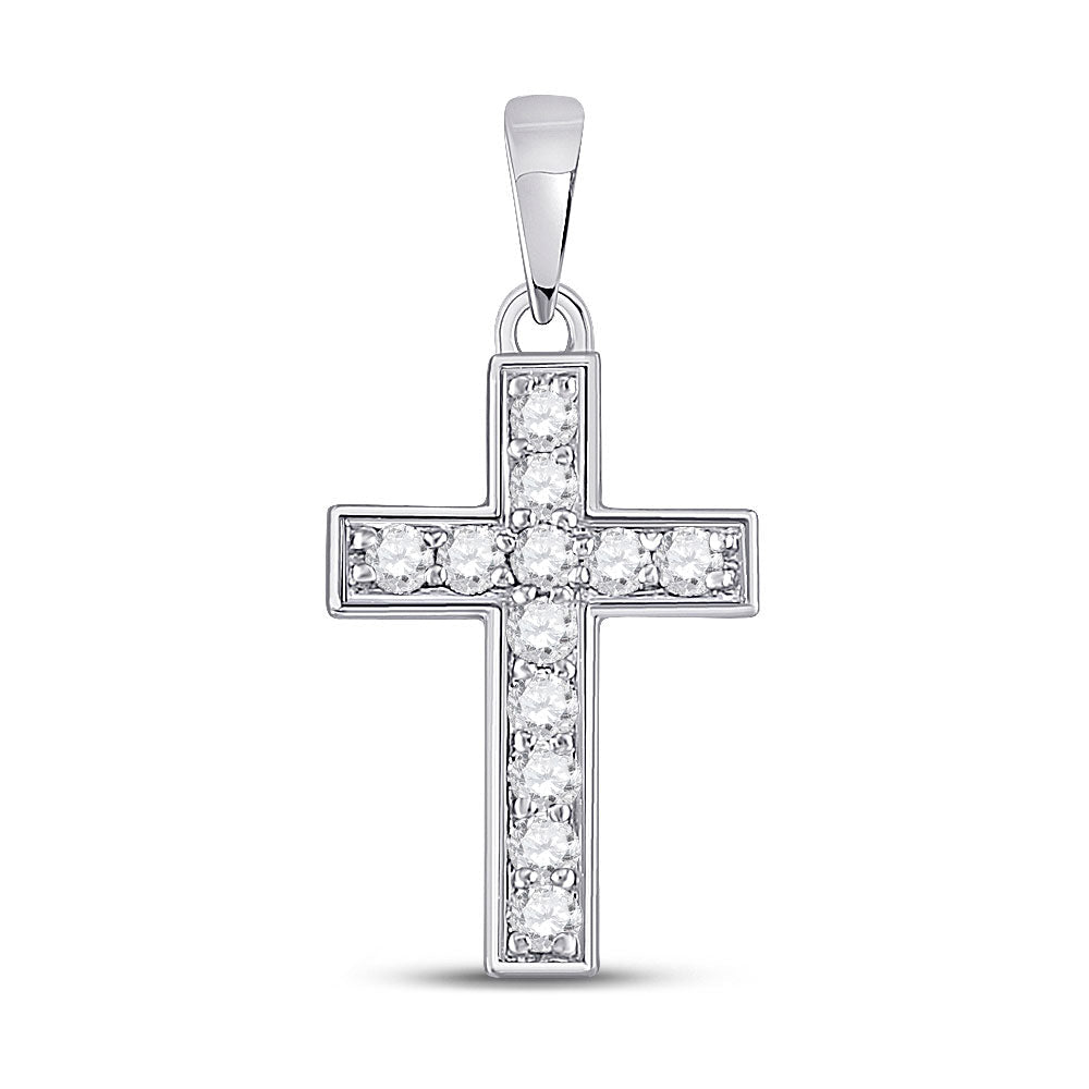 Radiant Reflections: 10kt White Gold Diamond Cross Pendant - Splendid Jewellery