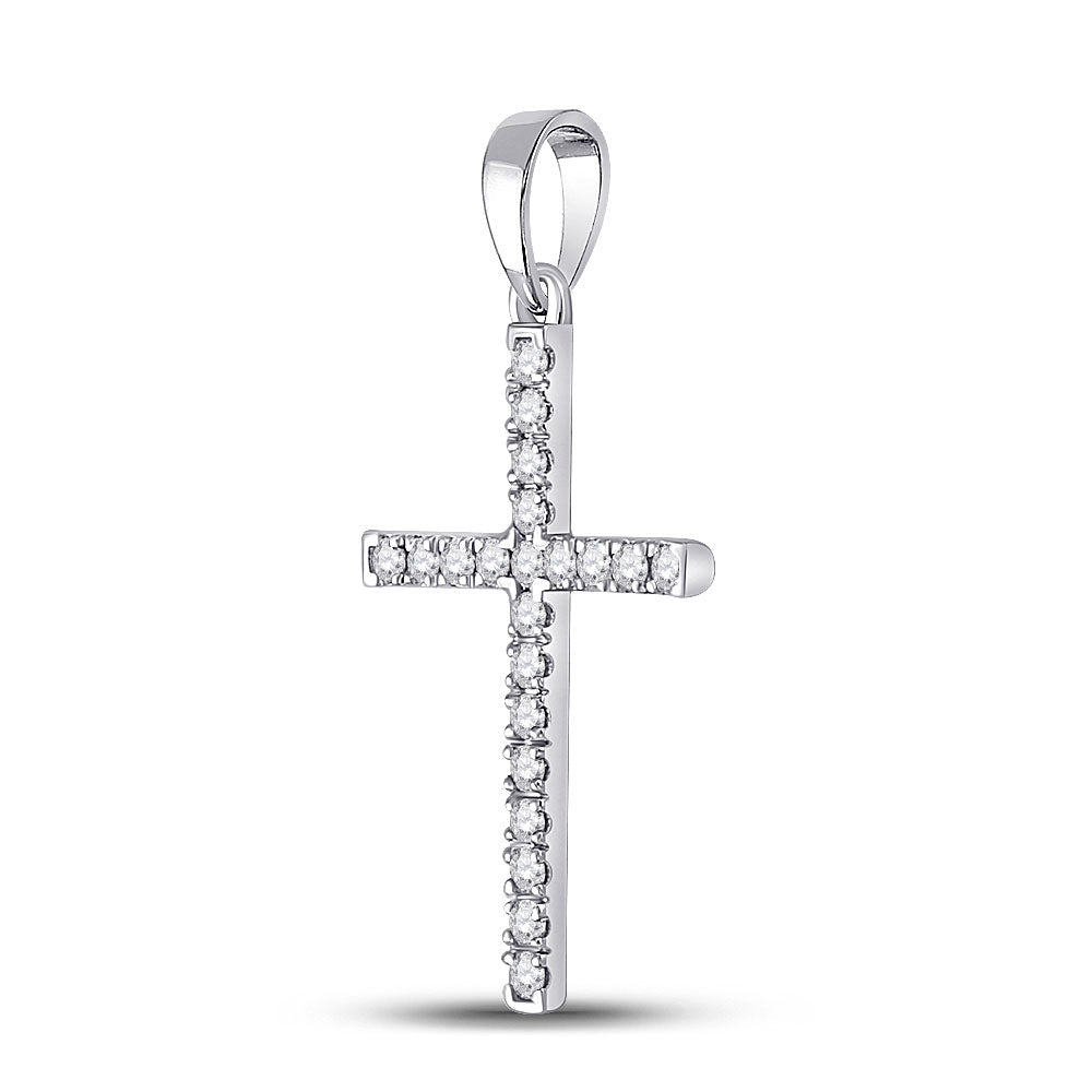 Radiant Reflections: 10kt White Gold Diamond Cross Pendant - Splendid Jewellery