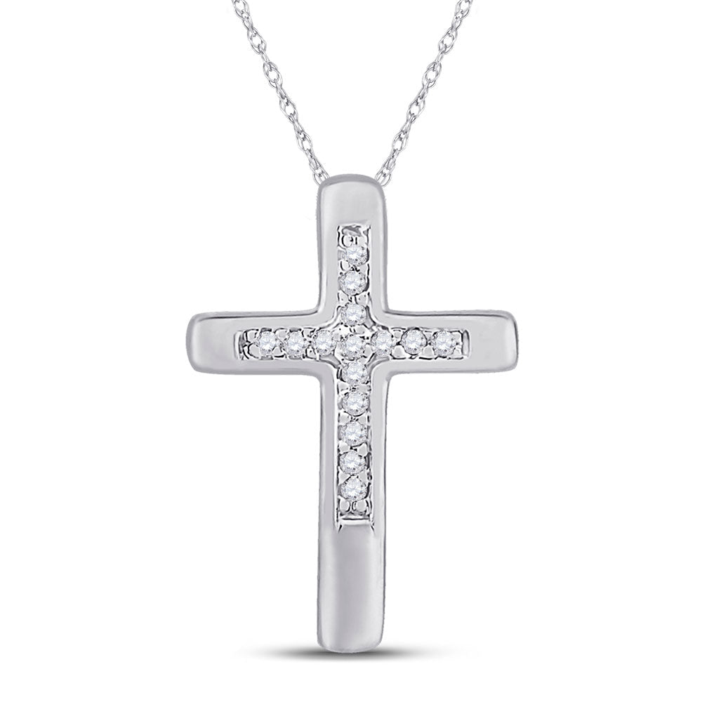 Radiant Reflections: 10kt White Gold Diamond Cross Pendant - Splendid Jewellery