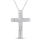 Radiant Reflections: 10kt White Gold Diamond Cross Pendant - Splendid Jewellery