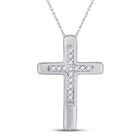 Radiant Reflections: 10kt White Gold Diamond Cross Pendant - Splendid Jewellery