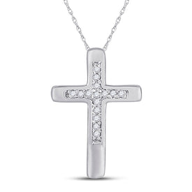 Radiant Reflections: 10kt White Gold Diamond Cross Pendant - Splendid Jewellery