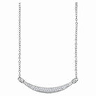 Radiant Reflections: 10kt White Gold Diamond Curved Bar Pendant Necklace - Splendid Jewellery