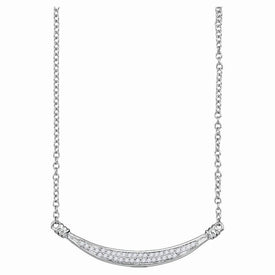 Radiant Reflections: 10kt White Gold Diamond Curved Bar Pendant Necklace - Splendid Jewellery