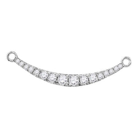 Radiant Reflections: 10kt White Gold Diamond Curved Graduated Bar Pendant Necklace - Splendid Jewellery
