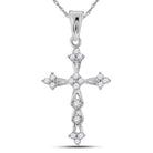 Radiant Reflections: 10kt White Gold Diamond Flared Cross Pendant - Splendid Jewellery