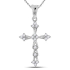 Radiant Reflections: 10kt White Gold Diamond Flared Cross Pendant - Splendid Jewellery