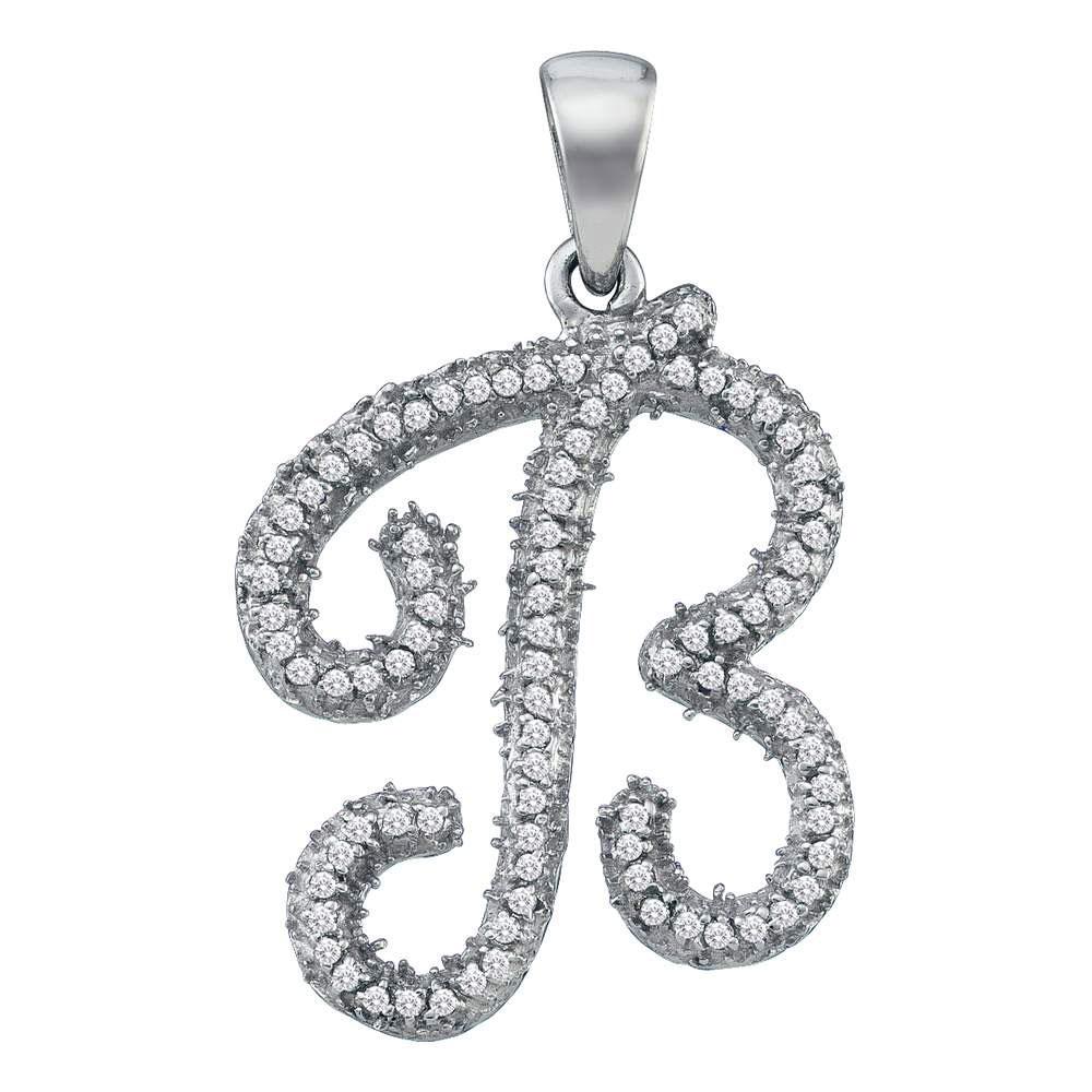 Radiant Reflections: 10kt White Gold Diamond Initial B Pendant - Splendid Jewellery