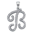 Radiant Reflections: 10kt White Gold Diamond Initial B Pendant - Splendid Jewellery