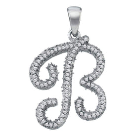 Radiant Reflections: 10kt White Gold Diamond Initial B Pendant - Splendid Jewellery