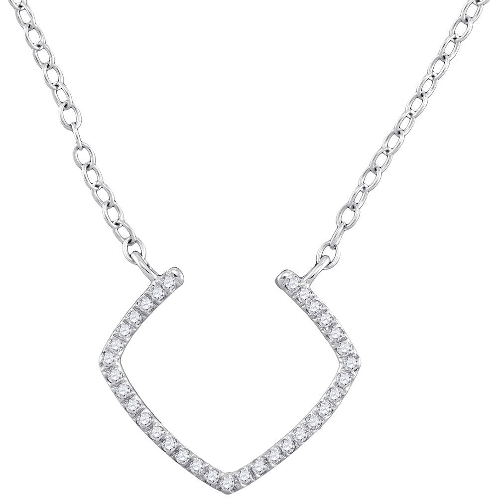 Radiant Reflections: 10kt White Gold Round Diamond Pendant Necklace - Splendid Jewellery