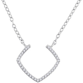 Radiant Reflections: 10kt White Gold Round Diamond Pendant Necklace - Splendid Jewellery
