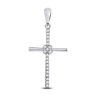 Radiant Reflections: 10kt White Gold Womens Diamond Cross Pendant - Splendid Jewellery