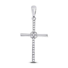 Radiant Reflections: 10kt White Gold Womens Diamond Cross Pendant - Splendid Jewellery