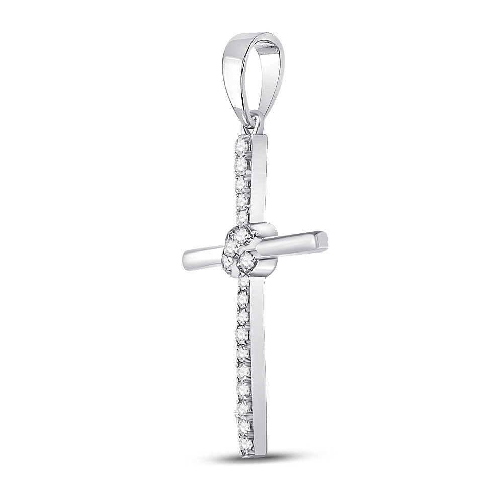 Radiant Reflections: 10kt White Gold Womens Diamond Cross Pendant - Splendid Jewellery