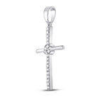 Radiant Reflections: 10kt White Gold Womens Diamond Cross Pendant - Splendid Jewellery