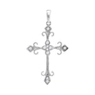 Radiant Reflections: 10kt White Gold Womens Round Diamond Cross Pendant - Splendid Jewellery