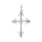 Radiant Reflections: 10kt White Gold Womens Round Diamond Cross Pendant - Splendid Jewellery