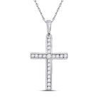 Radiant Reflections: 10kt White Gold Womens Round Diamond Cross Pendant - Splendid Jewellery