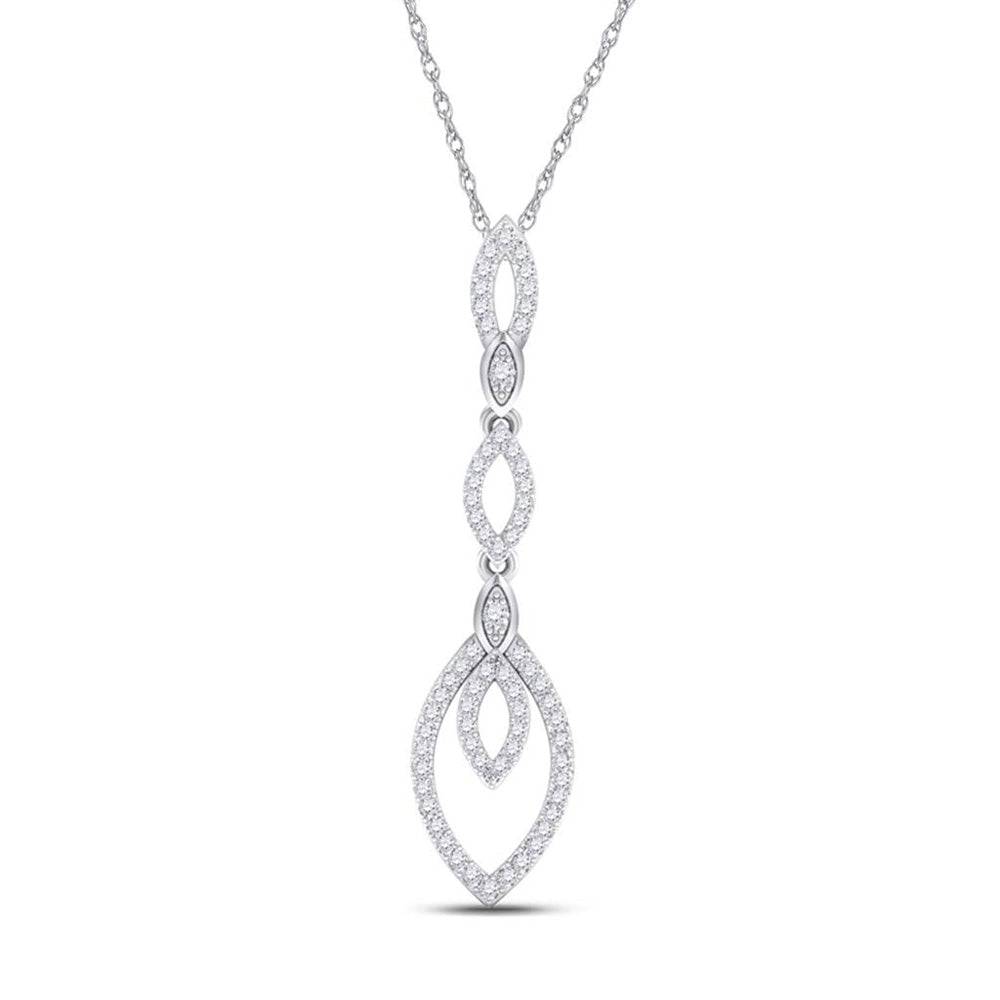 Radiant Reflections: 10kt White Gold Womens Round Diamond Dangle Fashion Pendant - Splendid Jewellery