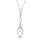 Radiant Reflections: 10kt White Gold Womens Round Diamond Dangle Fashion Pendant - Splendid Jewellery