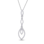 Radiant Reflections: 10kt White Gold Womens Round Diamond Dangle Fashion Pendant - Splendid Jewellery