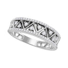 Radiant Reflections: 10kt White Gold Womens Round Diamond Geometric Band Ring 1/3 Cttw - Splendid Jewellery