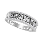 Radiant Reflections: 10kt White Gold Womens Round Diamond Geometric Band Ring 1/3 Cttw - Splendid Jewellery