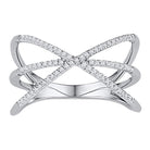 Radiant Reflections | 10kt White Gold Womens Round Diamond Negative Space Band Ring 1/5 Cttw - Splendid Jewellery