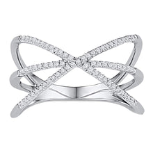 Load image into Gallery viewer, Radiant Reflections | 10kt White Gold Womens Round Diamond Negative Space Band Ring 1/5 Cttw - Splendid Jewellery