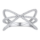 Radiant Reflections | 10kt White Gold Womens Round Diamond Negative Space Band Ring 1/5 Cttw - Splendid Jewellery