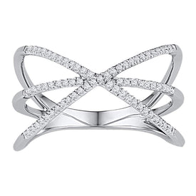 Radiant Reflections | 10kt White Gold Womens Round Diamond Negative Space Band Ring 1/5 Cttw - Splendid Jewellery