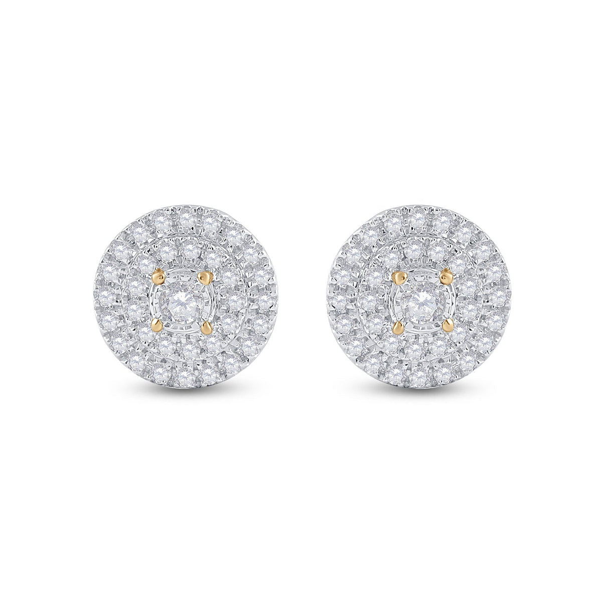 Radiant Reflections: 10kt Yellow Gold Women's Diamond Circle Earrings - Splendid Jewellery