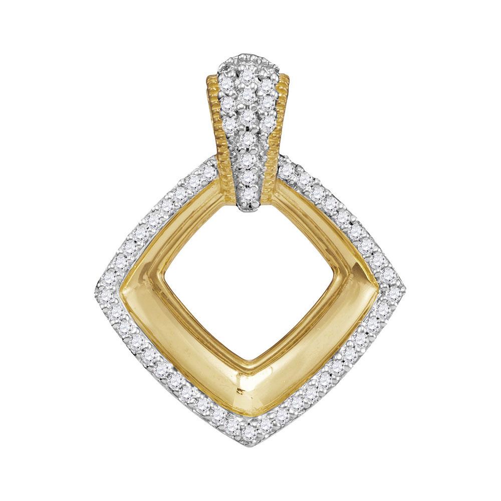 Radiant Reflections: 10kt Yellow Gold Womens Diamond Square Pendant - Splendid Jewellery