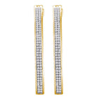 Radiant Reflections: 10kt Yellow Gold Womens Round Diamond Slender Double Row Hoop Earrings 1/2 Cttw - Splendid Jewellery