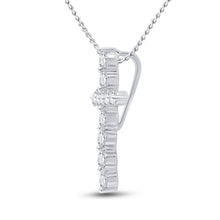 Load image into Gallery viewer, Radiant Reflections: 14kt White Gold Womens Round Diamond Cross Pendant 1/4 Cttw - Splendid Jewellery