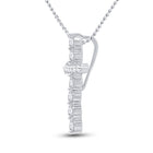 Radiant Reflections: 14kt White Gold Womens Round Diamond Cross Pendant 1/4 Cttw - Splendid Jewellery