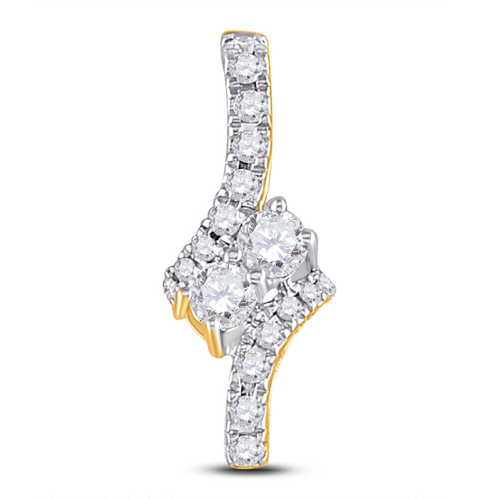 Radiant Reflections: 14kt Yellow Gold 2 - Stone Diamond Fashion Pendant - Splendid Jewellery