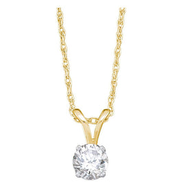 Radiant Reflections: 14kt Yellow Gold Diamond Solitaire Pendant - Splendid Jewellery