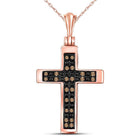 Radiant Rose Gold Brown Diamond Cross Pendant: A Symbol of Ethereal Elegance - Splendid Jewellery