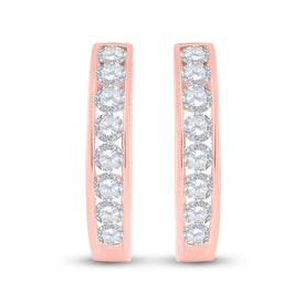 Radiant Rose Gold Diamond Hoop Earrings: Captivating Brilliance in 10kt Rose Gold - Splendid Jewellery