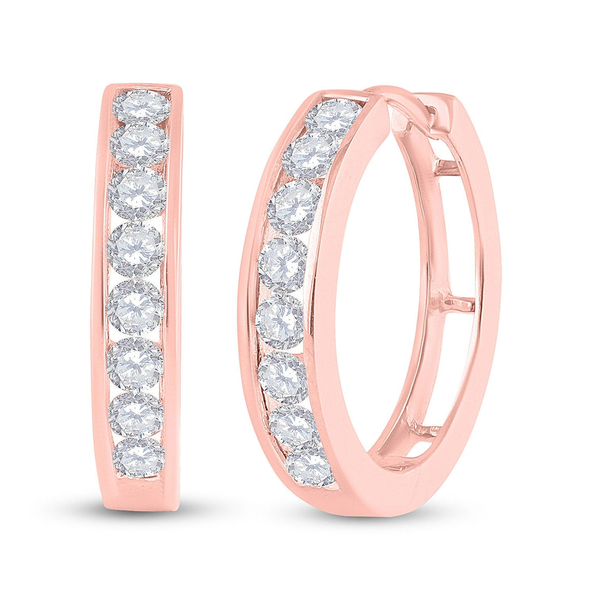 Radiant Rose Gold Diamond Hoop Earrings: Captivating Brilliance in 10kt Rose Gold - Splendid Jewellery