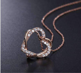 Radiant Rose Gold Heart Pendant With Cubic Zirconia Crystal - Silver Jewellery for Women - Splendid Jewellery