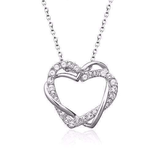 Radiant Rose Gold Heart Pendant With Cubic Zirconia Crystal - Silver Jewellery for Women - Splendid Jewellery
