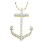 Radiant Seascape Diamond Pendant | 10k Yellow Gold Round Diamond Womens Anchor Nautical Pendant 1/6 Cttw | Splendid Jewellery - Splendid Jewellery