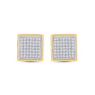 Radiant Spark 10kt Yellow Gold Womens Round Diamond Square Earrings - Splendid Jewellery