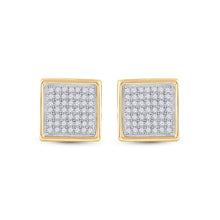 Load image into Gallery viewer, Radiant Spark 10kt Yellow Gold Womens Round Diamond Square Earrings - Splendid Jewellery