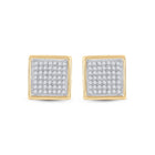 Radiant Spark 10kt Yellow Gold Womens Round Diamond Square Earrings - Splendid Jewellery